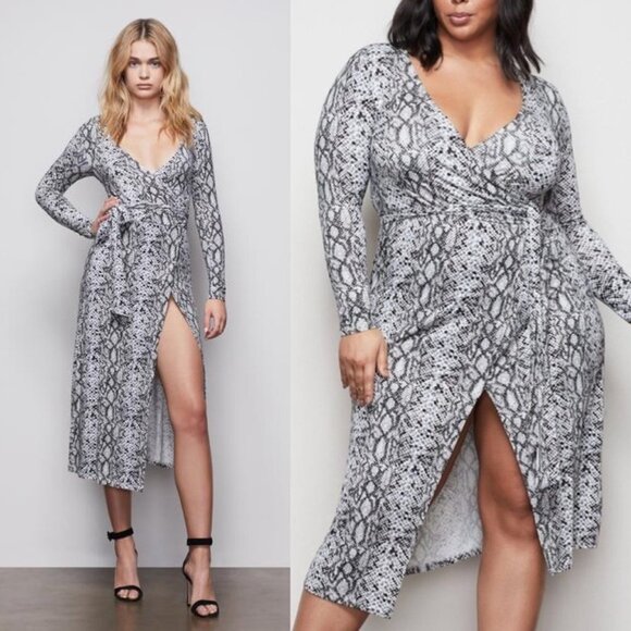 NWT GOOD AMERICAN Snake Print Wrap Dress C0191 & C0192 - Picture 11 of 15